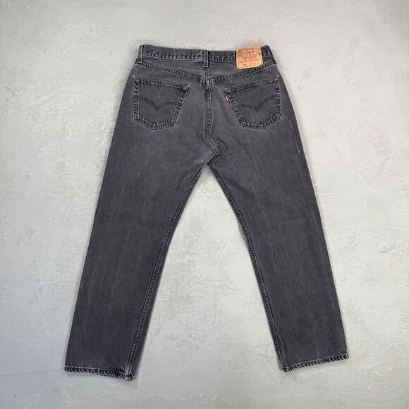 Vintage 2000 Levi's 501 Faded Black Denim Red Tab Jeans MADE IN USA Fit 34 x 29 - Picture 6 of 8